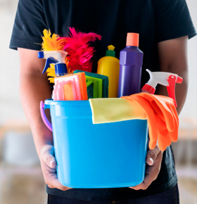 Professional cleaner at work